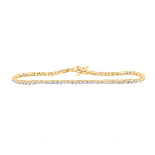 925 Gold Plated Genuine Diamond 4mm 1 Row Fanuk Set Tennis Bracelet 1/2 CT | 9"
