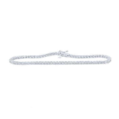 925 Sterling Silver Real Diamond 4mm 1 Row Fanuk Set Tennis Bracelet 1/2 CT | 9"
