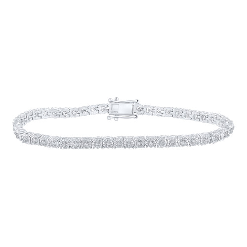 925 Sterling Silver Real Diamond 4mm Fanuk 1 Row Tennis Link Bracelet 1 CT | 7"
