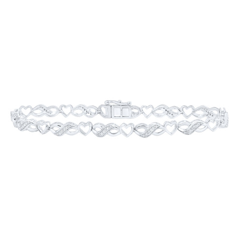 Sterling Silver Diamond 4mm Heart & Wavy Infinity Tennis Bracelet 1/3 CT | 7"