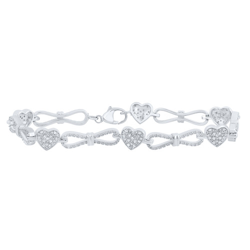 Sterling Silver Diamond Women's 6mm Heart & Infinity Tennis Bracelet 1/3 CT | 7"
