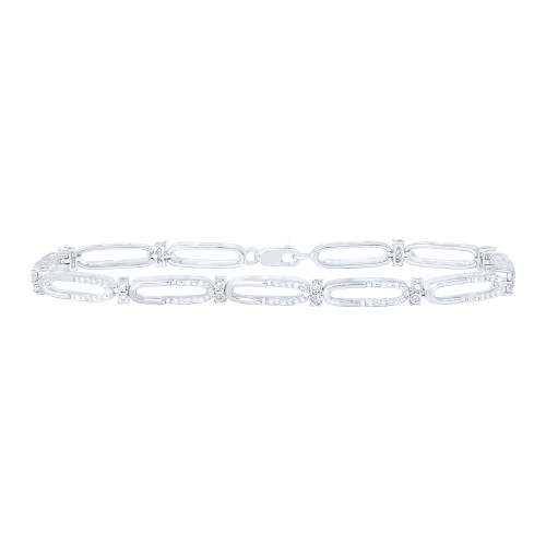 Sterling Silver Diamond Women's 6mm Open Oval Link Tennis Bracelet 3/8 CT | 7"