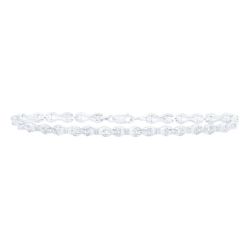 Sterling Silver Diamond Women's 4mm Ribbon Bow Link Tennis Bracelet 1/3 CT | 7"