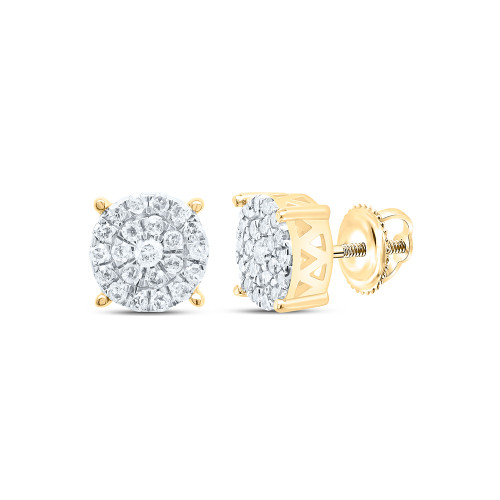 925 Silver Gold Plated Diamond Unisex 6mm Cluster Round Stud Earrings 1/4 CT