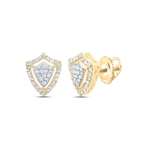 10K White Gold Genuine Diamond Unisex Cluster Halo Shield Stud Earrings 1/3 CT