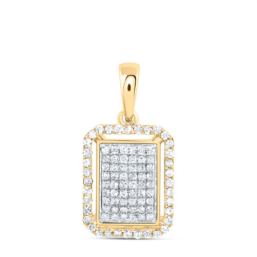 10K Yellow Gold Genuine Diamond Women's Octagon Rectangle Halo Pendant 1/3 CT