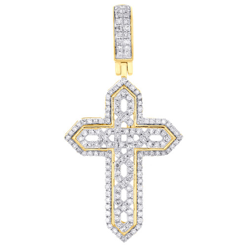 10K Yellow Gold Natural Diamond Infinity in Pointed Cross Frame Pendant 1/2 CT