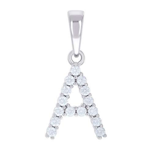 925 Sterling Silver Prong Set Moissanite Block Letter A Initial Pendant 0.47 CT