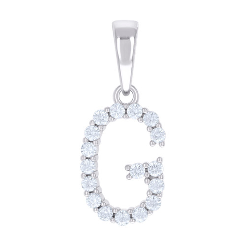 925 Sterling Silver Prong Set Moissanite Block Letter G Initial Pendant 0.54 CT