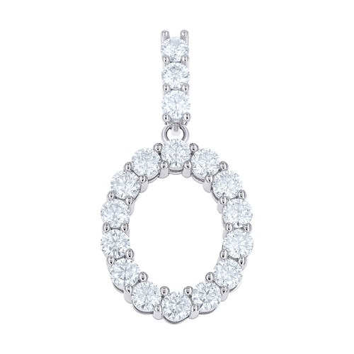 925 Sterling Silver Prong Moissanite Small Block Font Letter O Pendant 1.72 CT