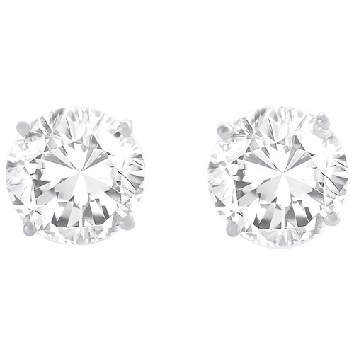 10K White Gold Lab Grown Diamond Basket Round Solitaire Stud Earrings 4 TCW