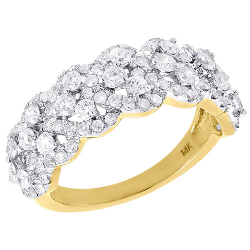 Diamond Wedding Ring Ladies Yellow Gold Round Swivel Anniversary Band 1.42 Tcw.