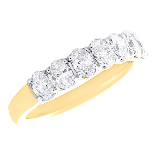14K Yellow Gold Lab Grown Diamond Anniversary Ring Oval Wedding Band 1.15 CT