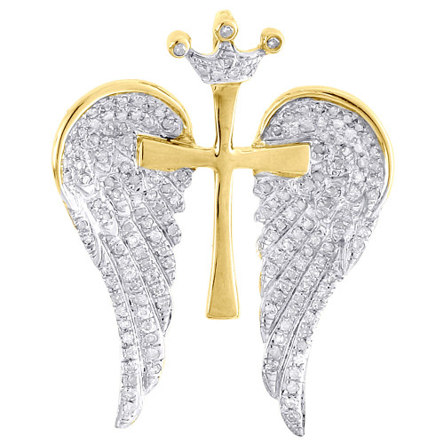 Genuine Diamond Angel Slide Pendant .925 Sterling Silver Mens 2 Charm 0.85 Ct.