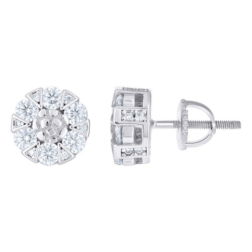925 Sterling Silver Moissanite 10mm Nugget Geometric 3D Stud Earrings 1.37 CT
