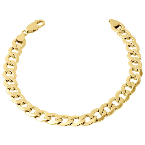 Men's Real 10K Yellow Gold Hollow Cuban Curb Link 6.50mm Bracelet 8" & 9"