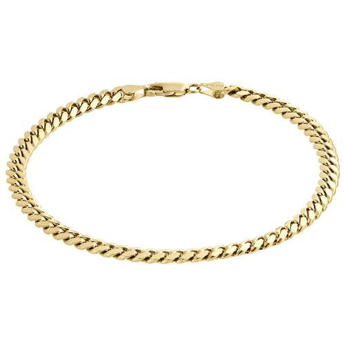 Men's Real 10K Yellow Gold Handmade Solid Miami Cuban Link 5mm Bracelet 8" & 9"