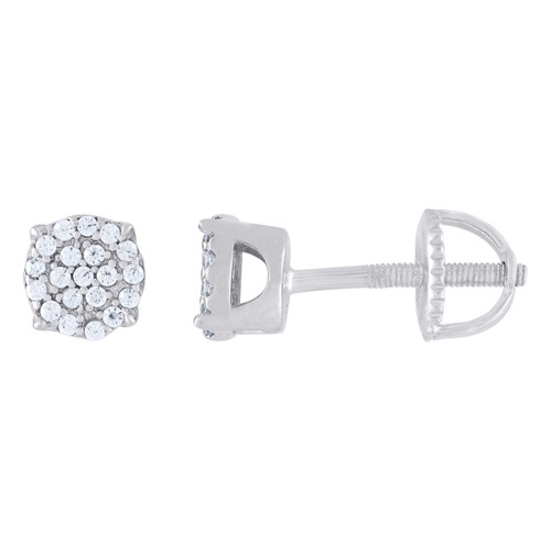 Sterling Silver Moissanite 5.5mm 4 Prong Circle Halo Round Stud Earrings 1/4 CT