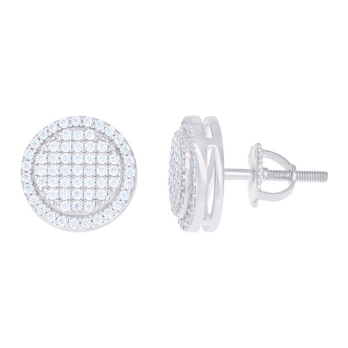 925 Sterling Silver Moissanite 11mm Halo Circle Flat Round Stud Earrings 2.80 CT