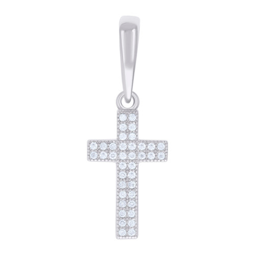 925 Sterling Silver Moissanite Unisex Charm Small Latin Cross Pendant 1.20 CT