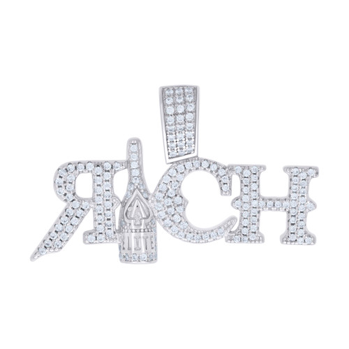 925 Sterling Silver Moissanite Champagne Charm Ace of Spade RICH Pendant 0.92 CT