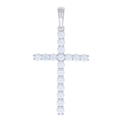 925 Sterling Silver Round Moissanite Charm Prong Set 1 Row Cross Pendant 5.36 CT