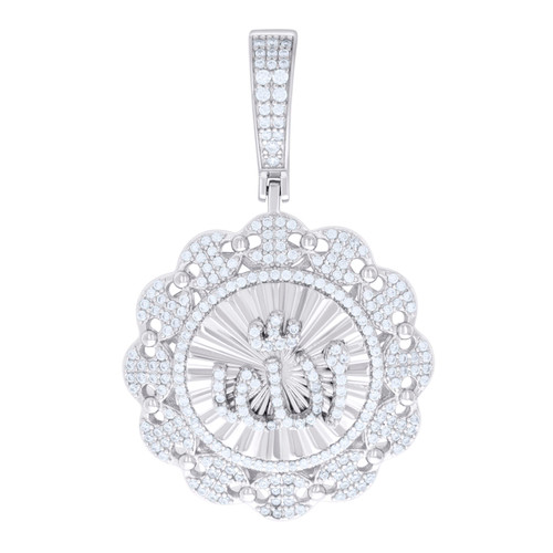 925 Sterling Silver Moissanite Islam Mariner Link Border Allah Pendant 1.46 CT