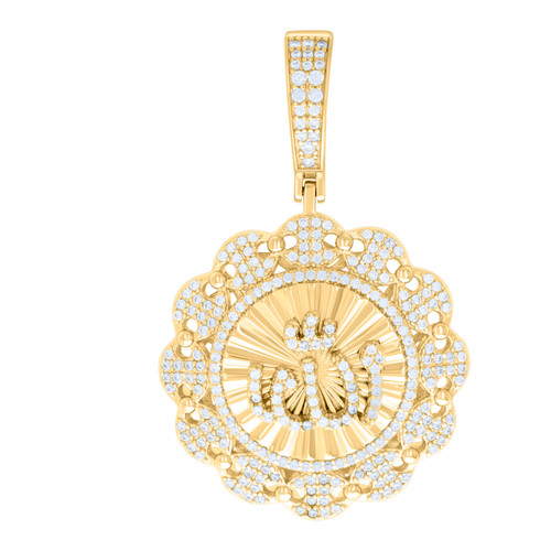 Yellow Gold Plated Moissanite Islam Mariner Link Border Allah Pendant 1.46 CT