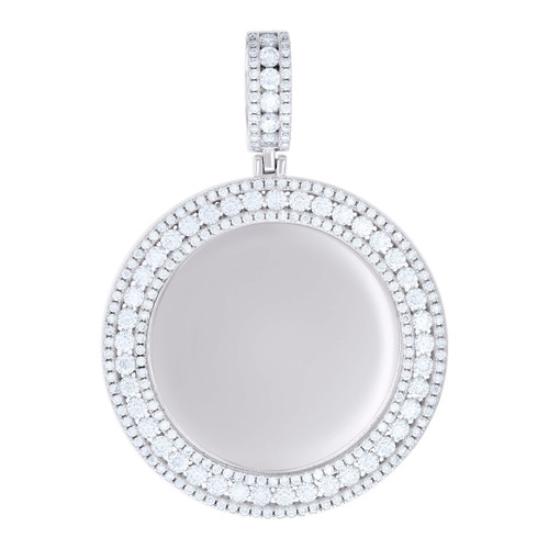 925 Sterling Silver Channel Moissanite 3 Row Photo Memory Frame Pendant 3.94 CT