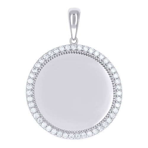 925 Sterling Silver Moissanite Bead Halo Round Picture Memory Frame Pendant 2 CT