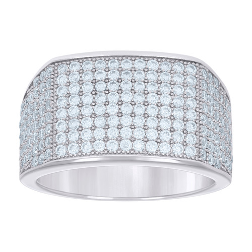 925 Sterling Silver Moissanite Band Square Head Pinky Ring 1.90 CT | Size 8 - 10