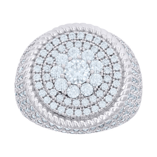 Sterling Silver Moissanite Braided Halo Round Pinky Ring 4.15 CT | Size 8 to 10