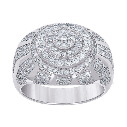 Sterling Silver Moissanite Step Edge Domed Round Pinky Ring 2.45 CT | Sz 9 to 12