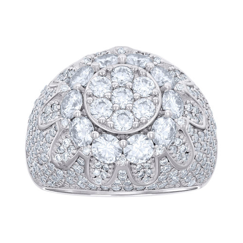 925 Sterling Silver Moissanite Floral Domed Pinky Ring 6.52 CT | Size 9 to 12