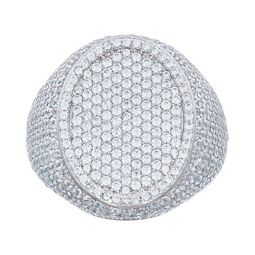 Sterling Silver Moissanite Iced Out Oval Halo Pinky Ring 5.20 CT | Size 10 to 12