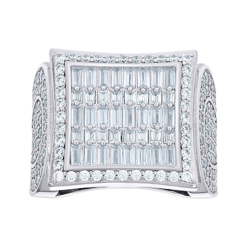 925 Sterling Silver Moissanite Kite Square Pinky Ring 5.13 CT | Size 10 to 12