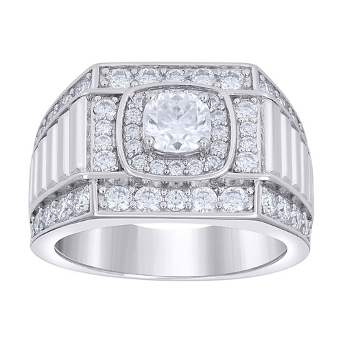 925 Sterling Silver Solitaire Moissanite Square Pinky Ring 3.42 CT | Size 9 - 11