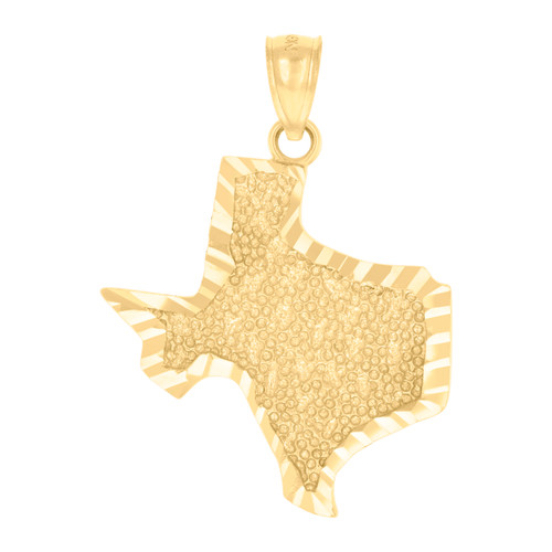 Real 10K Yellow Gold Men's Diamond Cut 1.30" Charm USA State Texas Map Pendant