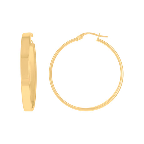 10K Yellow Gold Women's Polished 3mm Square Hinged Hoop Earrings | 10mm to 30mm