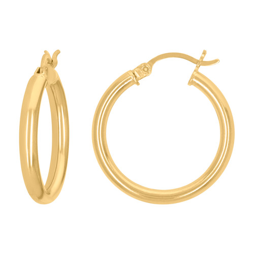 10K Yellow Gold Women's 3mm x 25mm Polished Round Tube Hinged Hoop Earrings