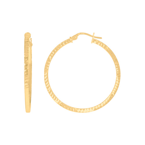 10K Yellow Gold Women's D/C 2mm Square Tube Hinged Hoop Earrings | 10mm to 30mm