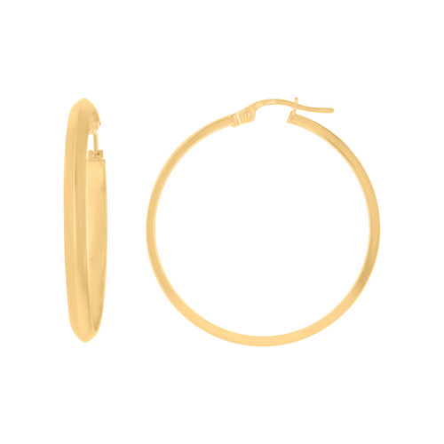 10K Yellow Gold Women's Ultra Light Half Round 3mm Hoop Earrings | 10mm to 30mm