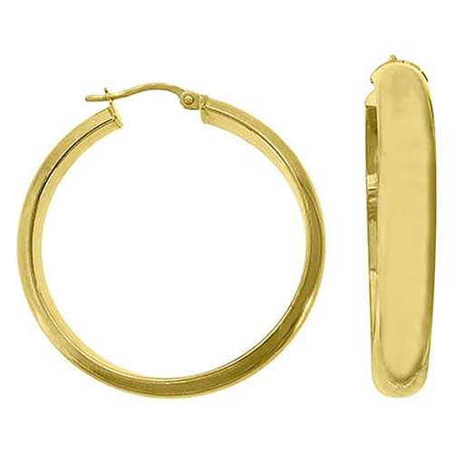 10K Yellow Gold Women's Ultra Light Half Round 6mm Hoop Earrings | 10mm to 30mm