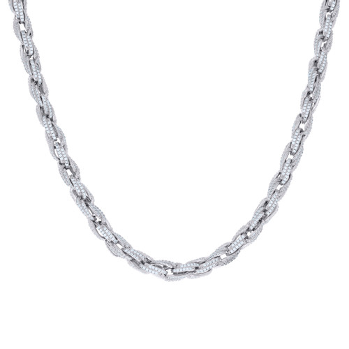 925 Sterling Silver Moissanite Custom 6mm Braid Twisted Rope Chain | 18" to 24"