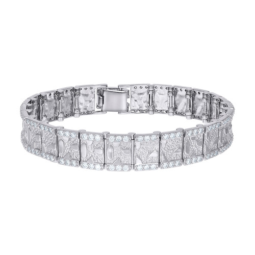 925 Sterling Silver Moissanite Custom 12mm Square Nugget Bracelet | 7.25" - 8.5"