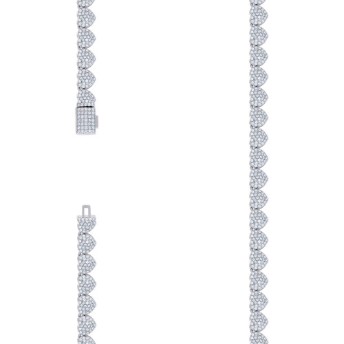 925 Sterling Silver Moissanite Custom 6mm Domed Heart Link Necklace | 16" to 20"