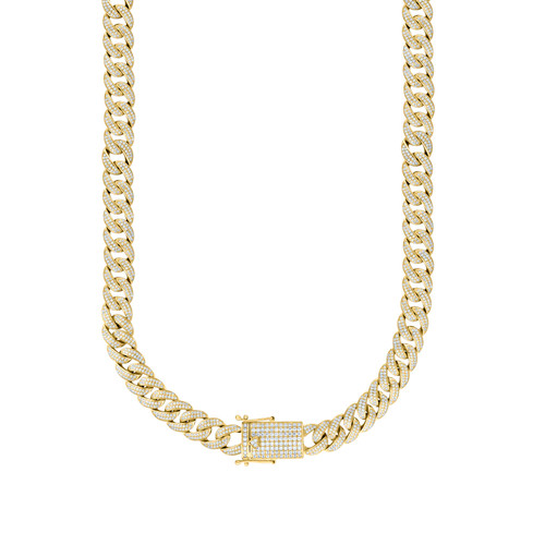 925 Yellow Gold Plated Moissanite Custom 12mm Miami Cuban Chain | 18" to 24"
