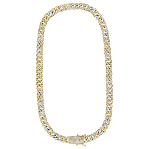 925 Yellow Gold Plated Moissanite Custom 9mm Miami Cuban Link Chain | 18" to 24"