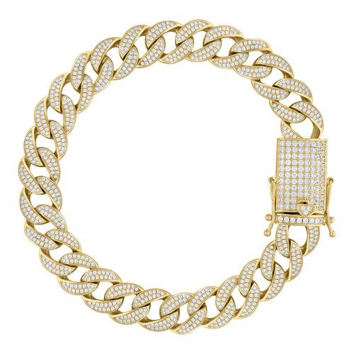 925 Yellow Gold Plated Moissanite Custom 12mm Miami Cuban Bracelet | 7" to 9"