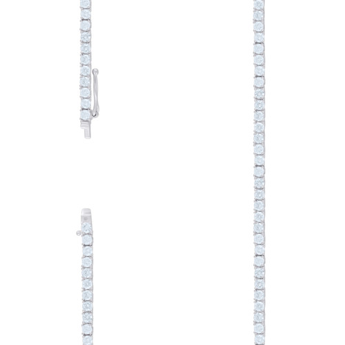 Sterling Silver Moissanite 3mm Round Solitaire 1 Row Tennis Chain | 16" to 22"